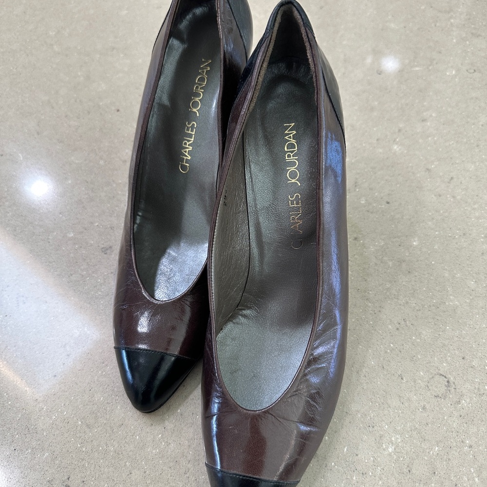 Charles Jourdan Two-Tone Heels in Brown and Black